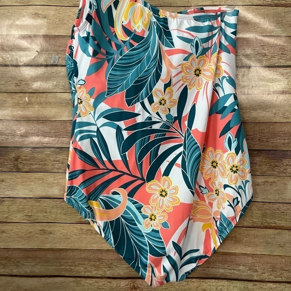 Jantzen Women’s Rainforest One Shoulder One Piece Floral Swimsuit Size: 16 - Picture 8 of 12